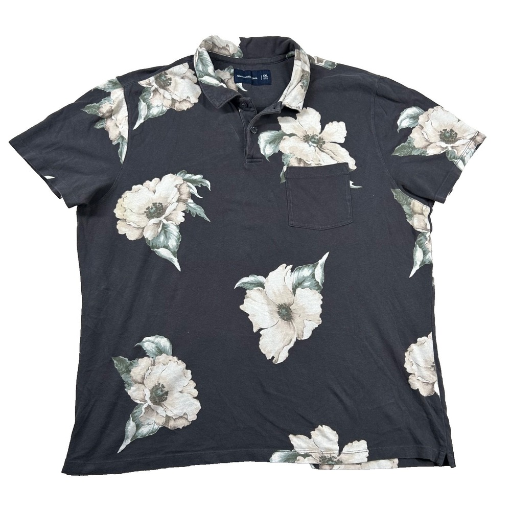 Abercrombie Fitch Shirt Mens 2xl Golf Polo Floral Beachy Slim Tropical Flaw